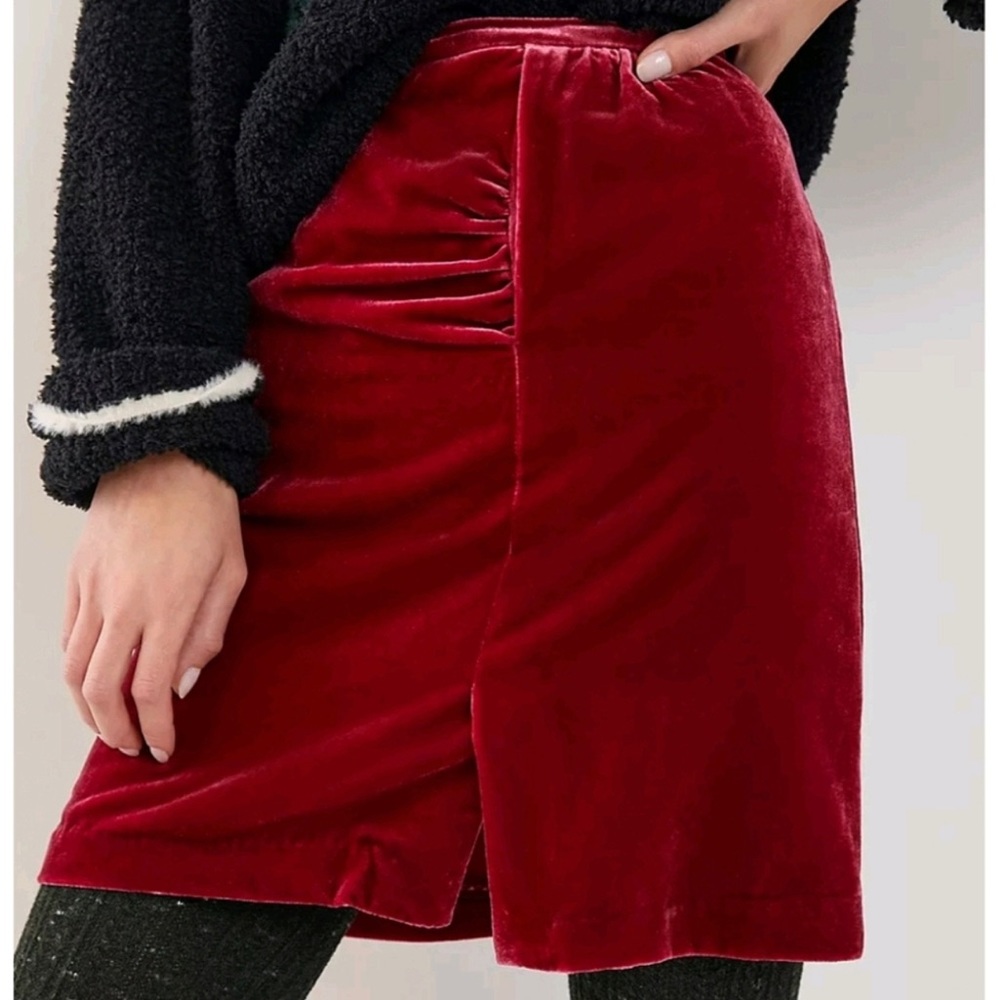 NWT anthropologie raspberry red velvet skirt